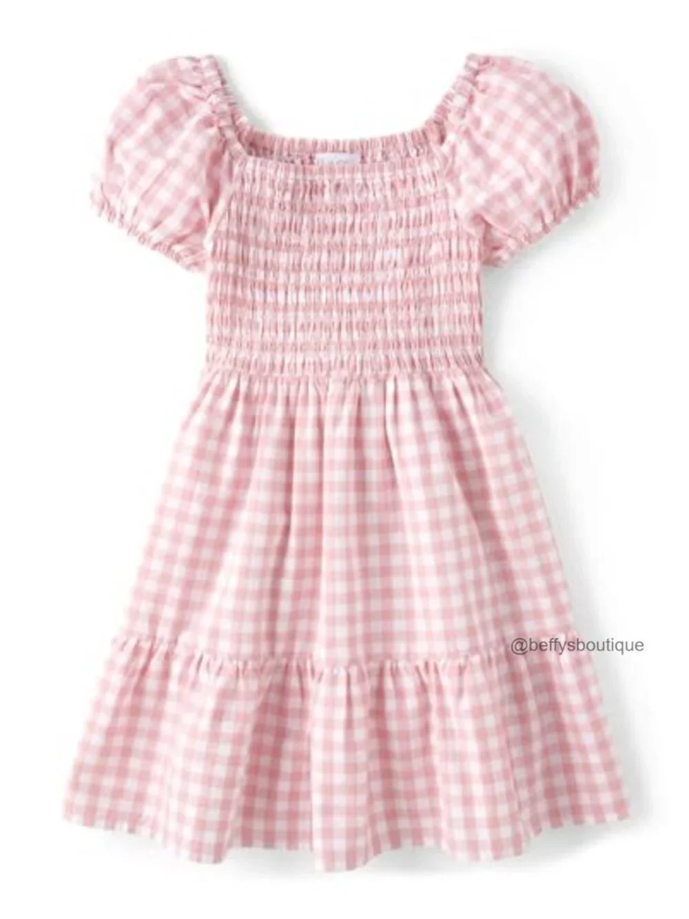 Girls Floral Smocked Babydoll Dress Cotton Puff Sleeves